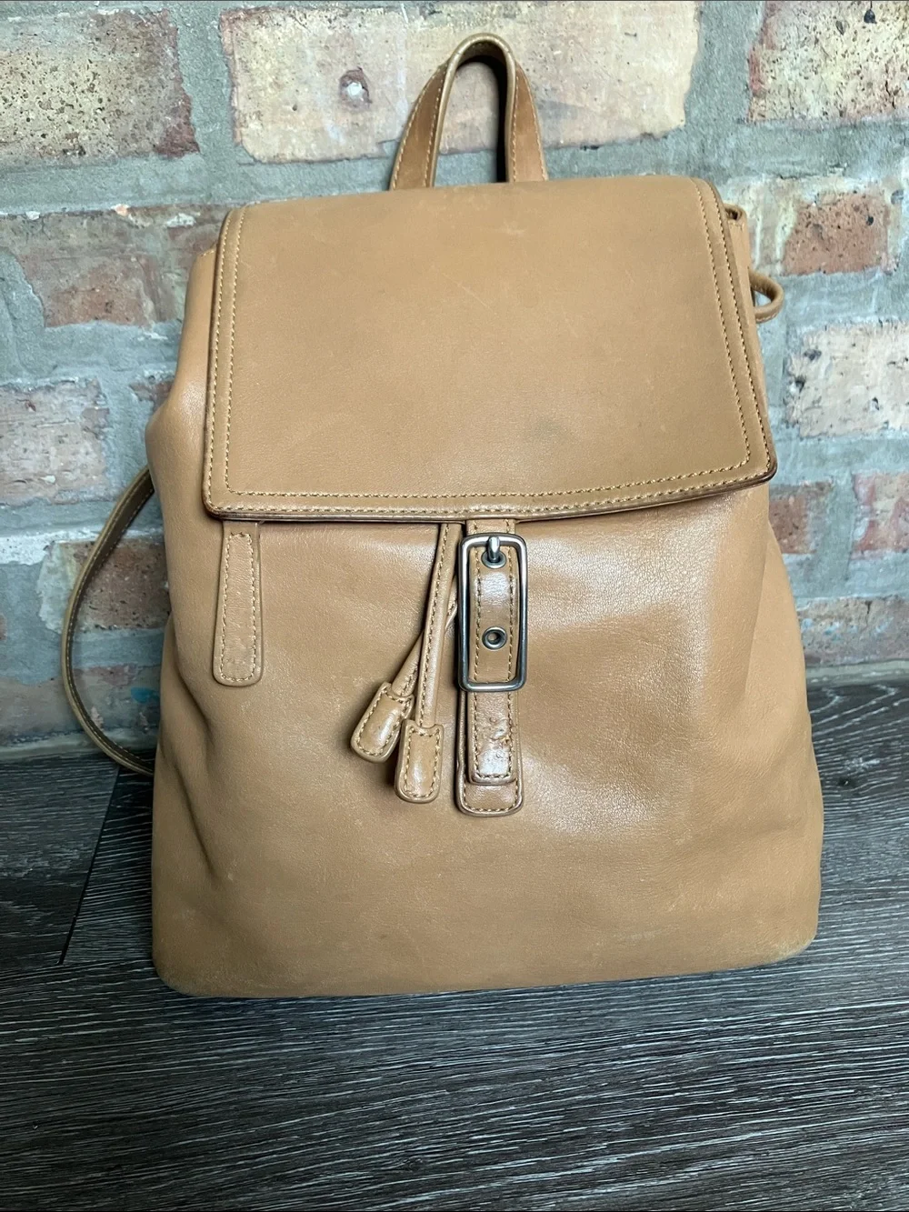 vintage Coach Legacy Tan Leather Drawstring Backpack